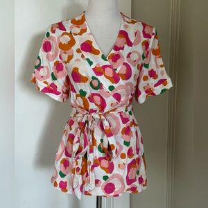 Emily McCarthy wrap front floral blouse